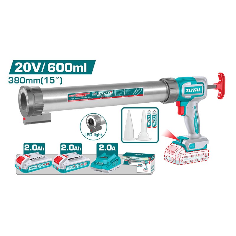 Máy Bắn Keo Pin 20V Total TCGLI20031 (Kèm 2 Pin 2.0Ah, 1 Sạc)