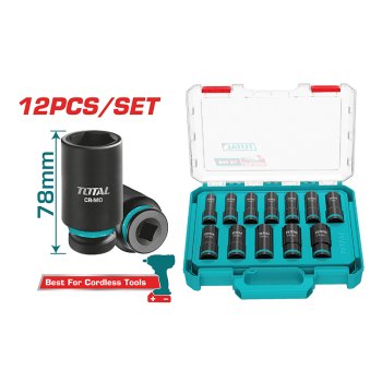 Bộ 12 Đầu Tuýp Lục Giác Sâu 1/2" Total THKISD12126L Cr-Mo