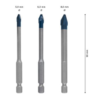 Bộ 3 Mũi Khoan Gốm Cứng Bosch EXPERT HEX-9 5/6/8mm (2608902312)
