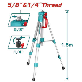 Chân Tripod Máy Cân Bằng Laser Total TLLT01572 (1.5m Ren 5/8" & 1/4")