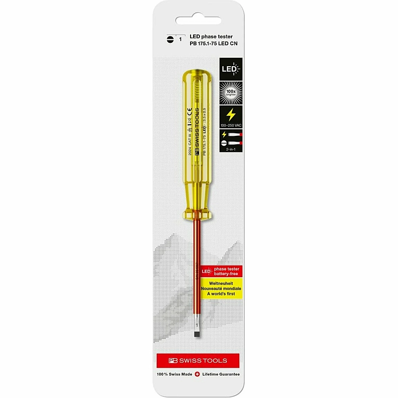 Bút thử điện PB Swiss Tools 175.1-75 LED 100-250V