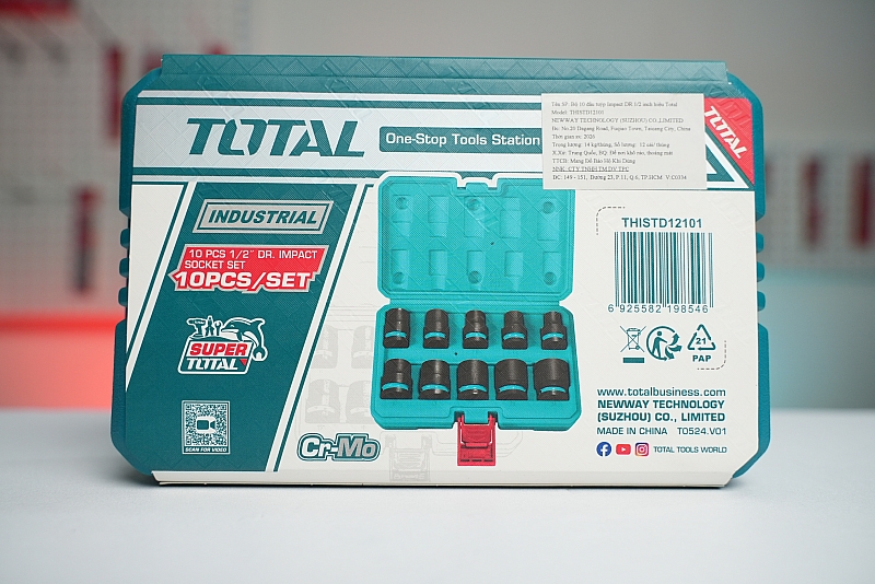 1/2" Bộ đầu tuýp 10 chi tiết 38mm Total THISTD12101