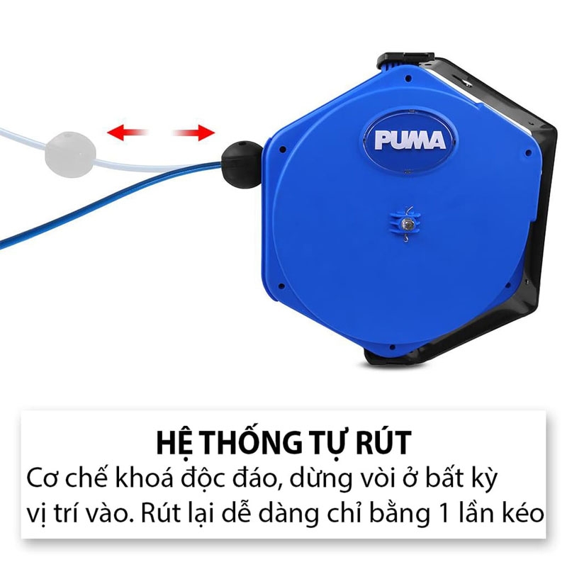 Cuộn dây hơi tự rút vỏ nhựa PUMA PM12-16LA (16 mét, Φ8x12mm)