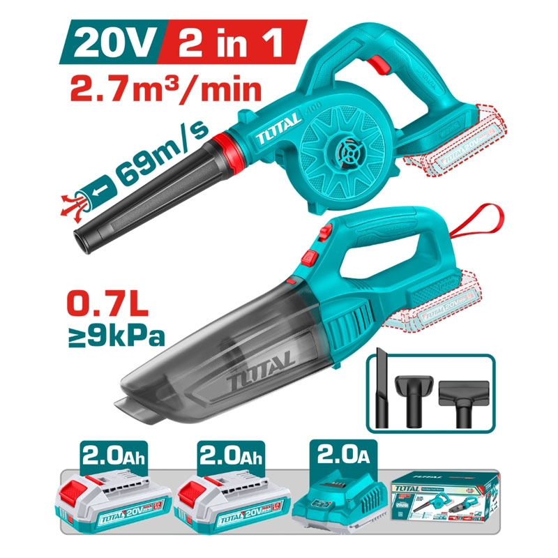 Bộ Combo Máy Thổi & Máy Hút Bụi Pin 20V TOTAL TOSLI240999