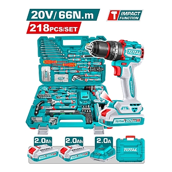 Bộ Máy Khoan Pin 20V & Dụng Cụ 218 Món TOTAL THKTHP42187