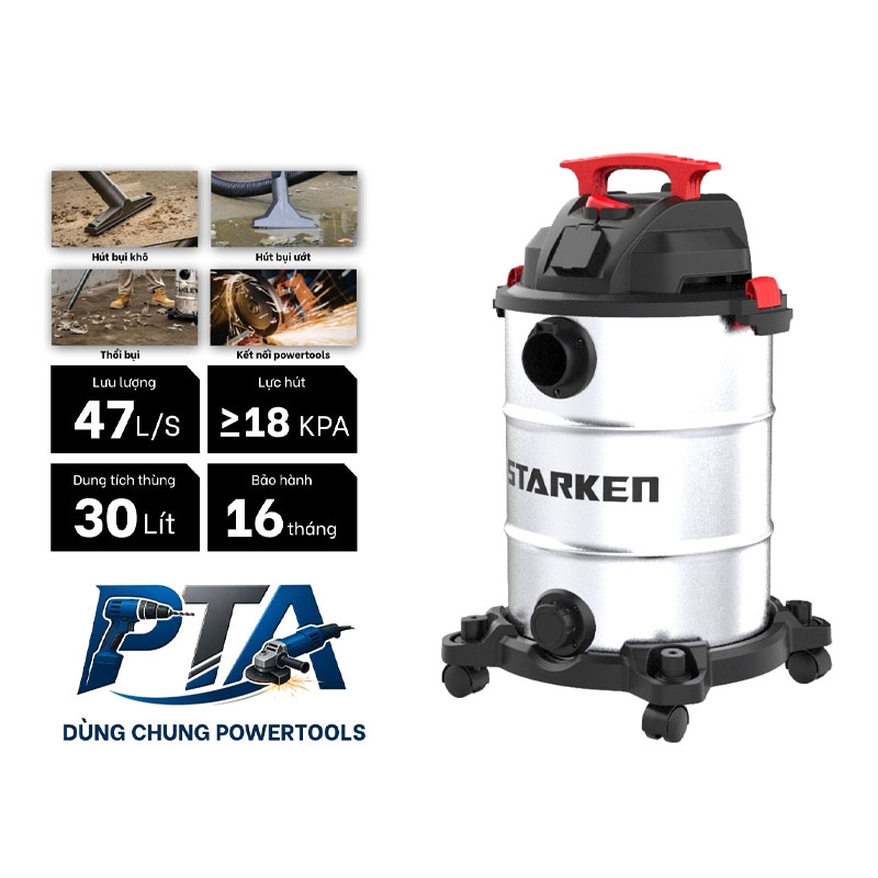 Máy Hút Bụi Công Nghiệp 1200W Starken SK19417E-8AB 30L