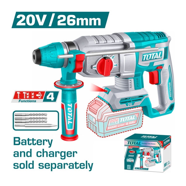 Máy khoan bê tông dùng pin 20V Total TRHLI26208 (không kèm pin & sạc)