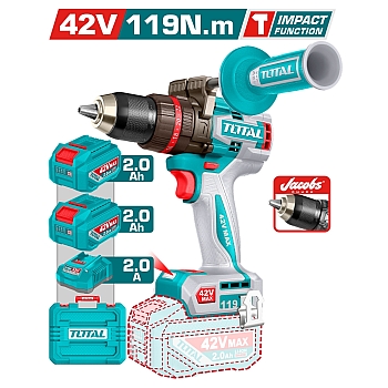 Máy Khoan Động Lực Dùng Pin 42V Total TIDLI4211982 (2 Pin 2.0Ah, 1 Sạc)