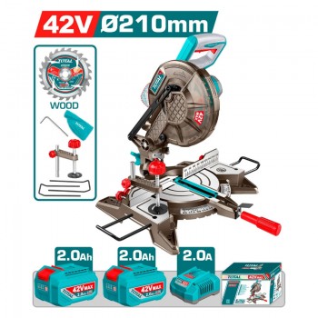 Máy Cưa Cắt Góc Pin 42V Total TMSLI422182 210mm (2 Pin 2.0Ah, 1 Sạc)