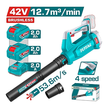 Máy Thổi Lá Pin 42V Total TABLI425382 53.6m/s (2 Pin 2.0Ah, 1 Sạc)
