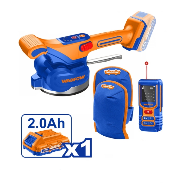 Bộ combo Máy rung ốp lát gạch pin 20V và máy đo khoảng cách tia lazer Wadfow WOS241185