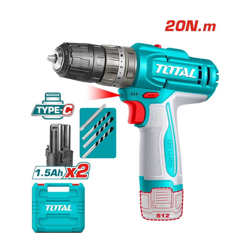 Máy Khoan Búa Dùng Pin 12V Total TIDLI12206 (2 Pin 1.5Ah)