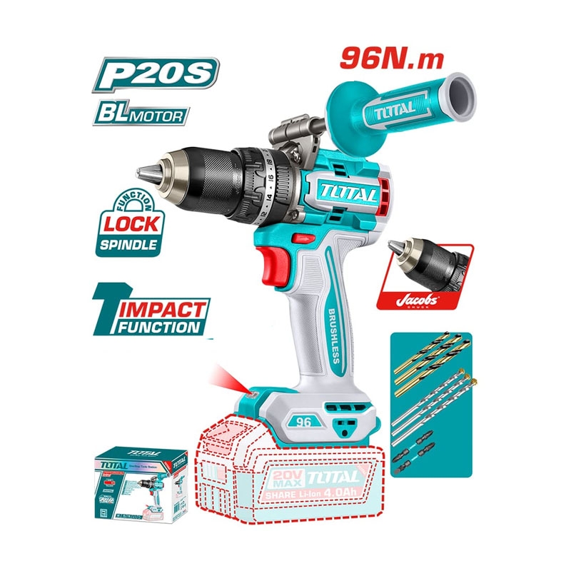 Máy Khoan Động Lực 96N.m Pin 20V Total TIDLI209687 (Không Pin & Sạc)