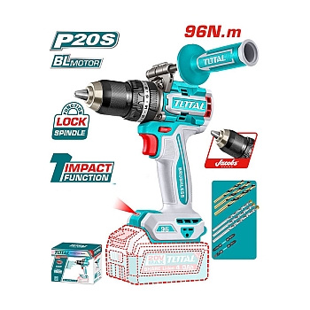 Máy Khoan Động Lực 96N.m Pin 20V Total TIDLI209687 (Không Pin & Sạc)