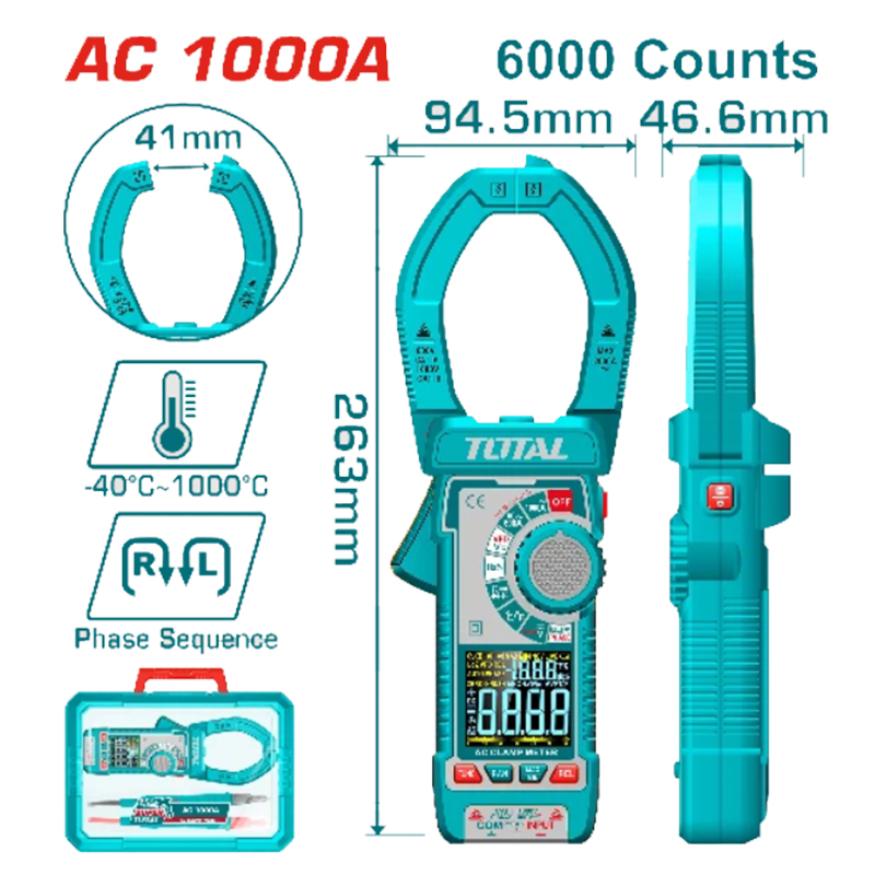 Ampe kìm kiểm tra kỹ thuật số Total TMT7610001
