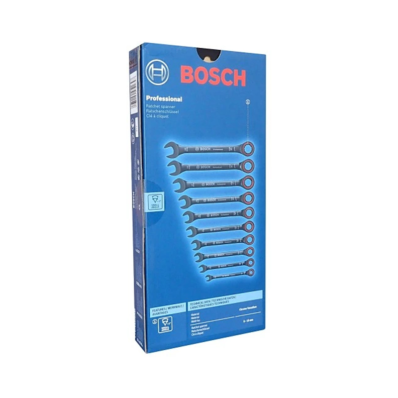 Bộ 10 món cờ lê vòng miệng tự động Bosch 1600A016BU (Thép Cr-mo)