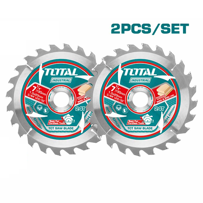 Bộ 2 lưỡi cắt gỗ 185mm TCT mỏng Total TAC2331853