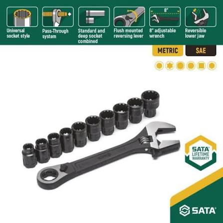 Bộ mỏ lết kết hợp tuýp tự động 10 đầu tuýp Sata ST09000