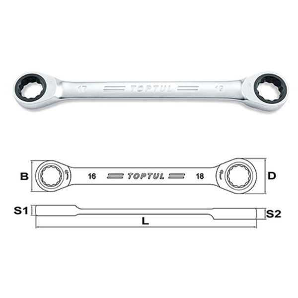 Cờ lê 2 đầu vòng tự động Toptul AOAG1415