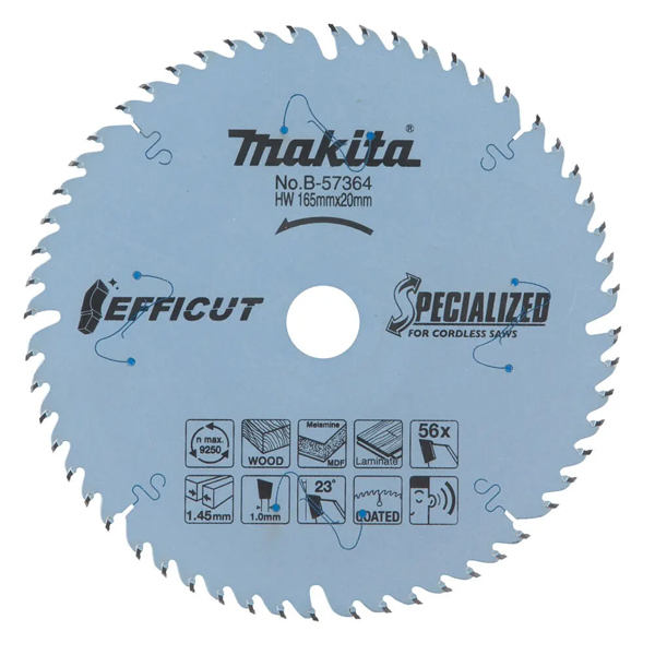 Lưỡi cưa gỗ hợp kim Efficut 165x20mm x 56T Makita B-57364