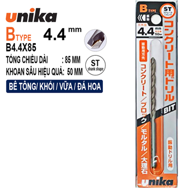 Mũi khoan tường 4.4x85mm Unika B4.4x85