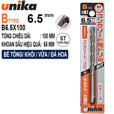 Mũi khoan tường 6,4x100mm Unika B6.4x100