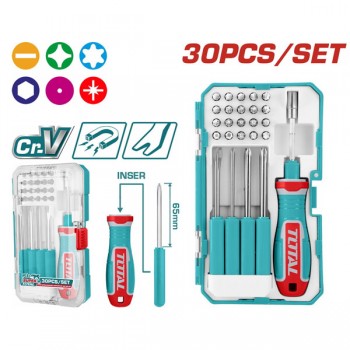 Bộ 30 tua vít và đầu vít có thể thay thế Total TACSD30306