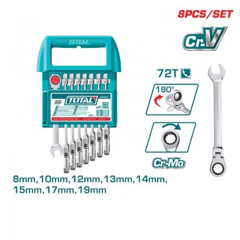 Bộ 8 cờ lê xoay chiều linh hoạt 8-19mm Total THT103RK586