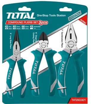 Bộ kìm điện, kìm cắt và kìm nhọn 3 chi tiết Total THT2K0301