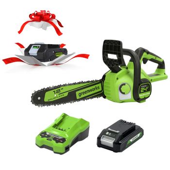 Bộ máy cưa xích dùng Pin 24V Greenworks CS24L (Kèm 1 Pin 2.0Ah & Sạc)