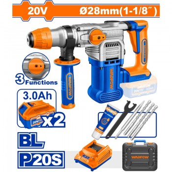 Máy khoan đục bê tông dùng pin 20V Wadfow WLM1B282 (2 Pin 3.0Ah, 1 Sạc)