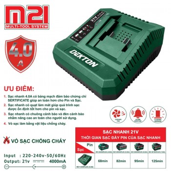 Sạc nhanh 21V, 4.0A Dekton M21-S40 Plus