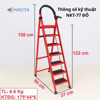 Thang Ghế Khung Sắt 7 bậc 122cm Nikita NKT-77 (Màu đen hoặc đỏ)
