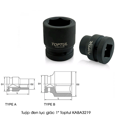 Tuýp đen lục giác 1" 38mm Toptul KABA3238