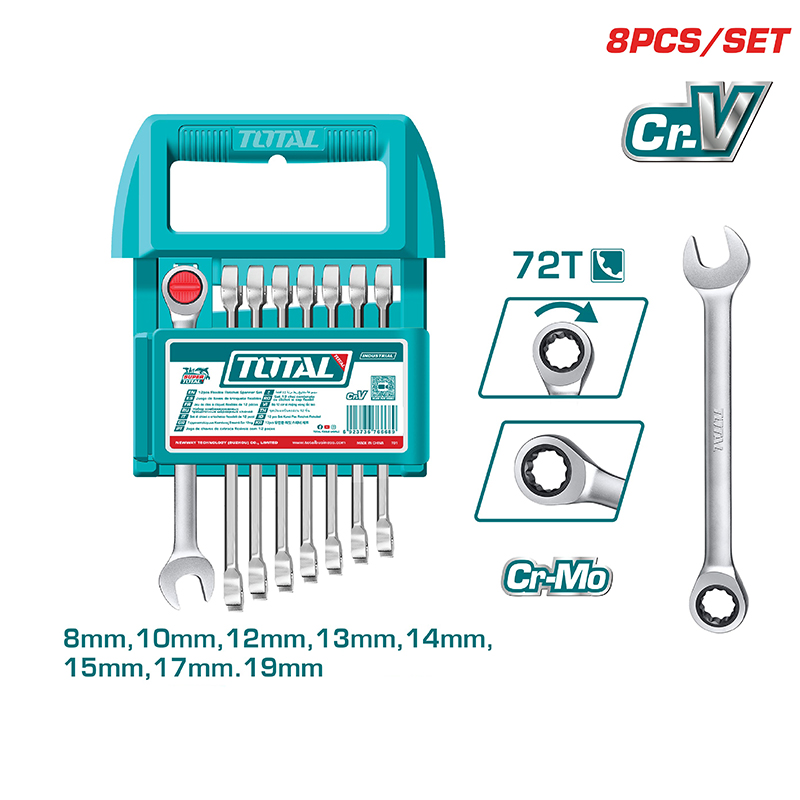 Bộ 8 Cờ Lê Xoay Chiều 8-19mm Total THT103RK086