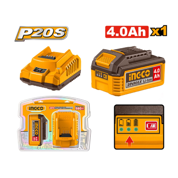 Bộ combo 1 pin 4.0Ah & sạc INGCO FBCPK1012