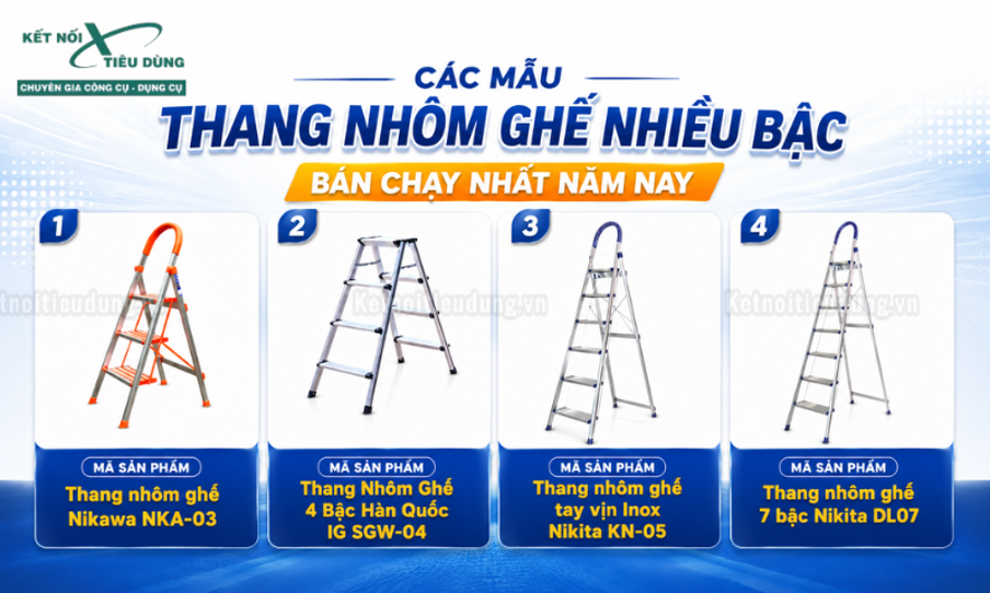 Các mẫu thang nhôm ghế nhiều bậc bán chạy nhất năm nay