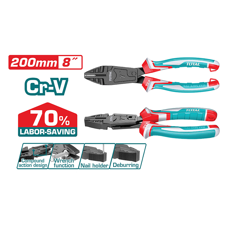 Kìm Răng Trợ Lực Tác Động Kép 8" 200mm Total THTC510808
