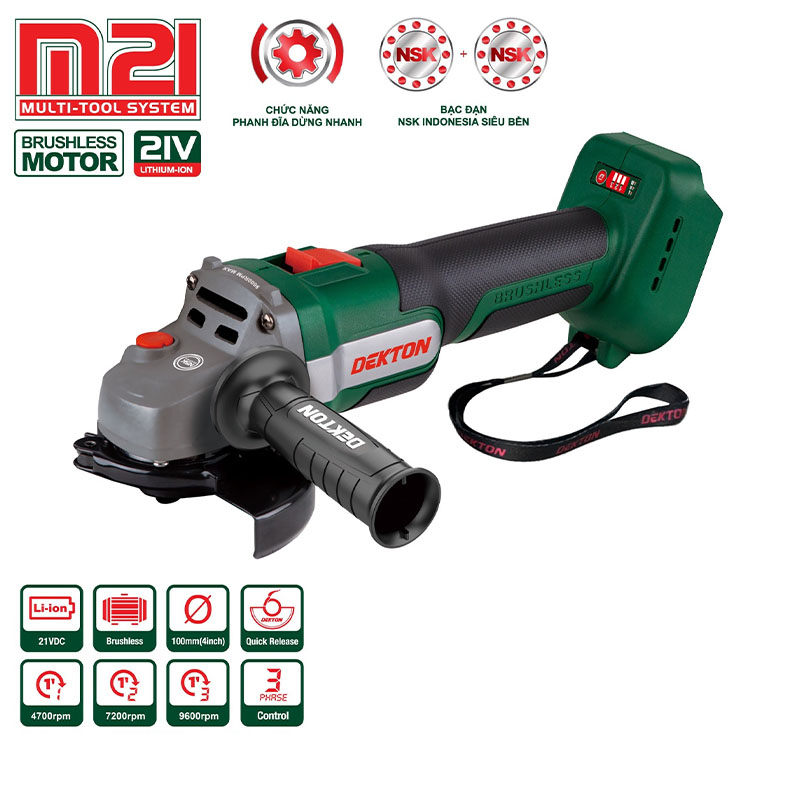 Máy mài góc dùng pin 21V Dekton M21-AG9600 (Chưa Pin & Sạc)