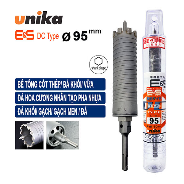 Mũi khoan rút lõi chuôi SDS Plus 95mm Unika ES-D95SDS