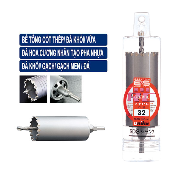 Mũi khoan rút lõi chuôi trụ 32mm Unika ES-R32ST