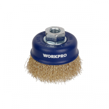 Bàn chải cốc dây uốn có đai ốc M10x1.5 75mm Workpro WP407021