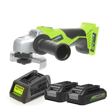 Combo Máy mài góc dùng pin 24V Greenworks G24AG (2 pin 2Ah, Sạc)