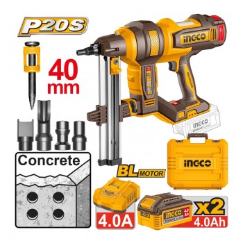 Máy bắn đinh bê tông dùng pin 20V INGCO CCNLI9008 (2 Pin 4.0Ah, 1 Sạc)