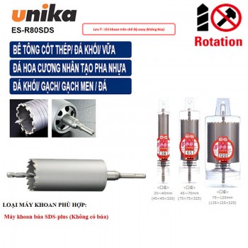 Mũi khoan rút lõi tường 80x135mm Unika ES-R80SDS (SDS Plus)