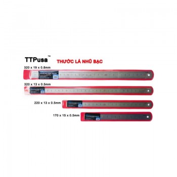 Thước lá inox nhũ bạc 200mm TTPusa 230-45808