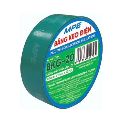 Băng keo điện màu xanh lá MPE BKG-20 (chất liệu PVC)