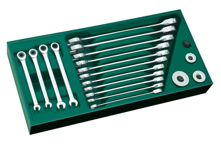 Bộ khay cờ lê tự động 2 đầu vòng miệng 19 chi tiết Sata 09908