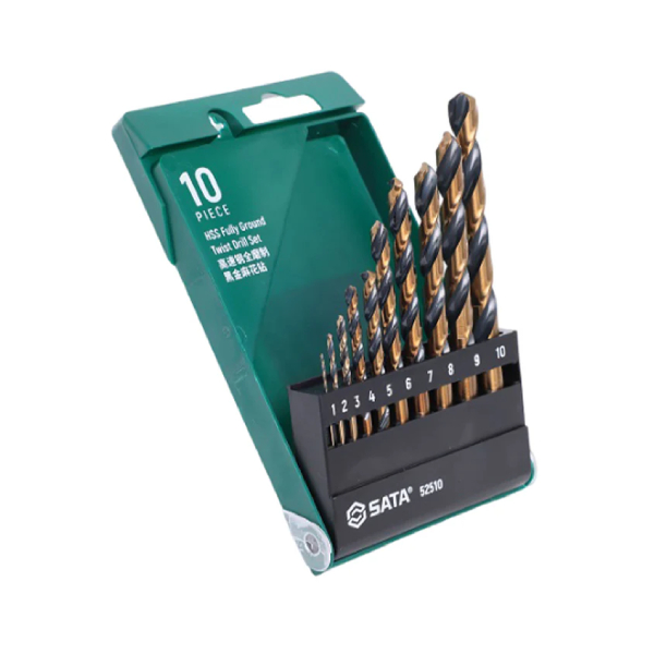Bộ mũi khoan xoắn Coban vàng đen 10 chi tết SATA 52510