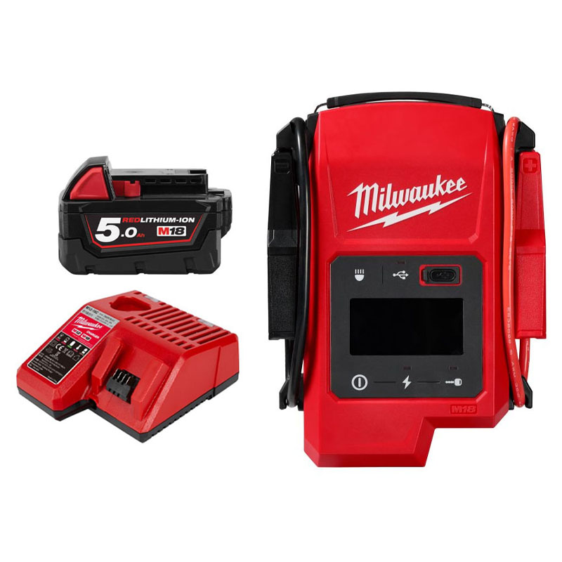 Combo Milwaukee JS2000 - Bộ kích bình M18 JS2000 + Bộ Sạc 12V-18V + Pin 18V/5.0Ah